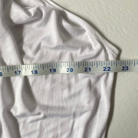 Eien Tank Top Large White Asymmetrical Back Slit Low Cowl Neckline - Picture 5 of 9